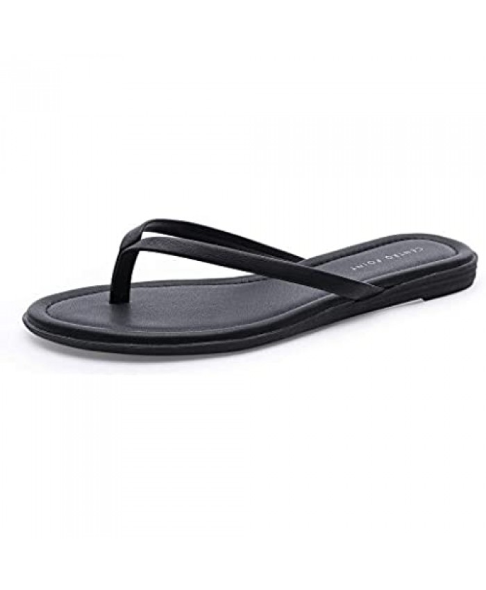 CentroPoint Women's T-strap Thong Flat Flip Flops Casual Thin Strap Sandals Single Layer Premier Leather Shoes For Summer Outdoor
