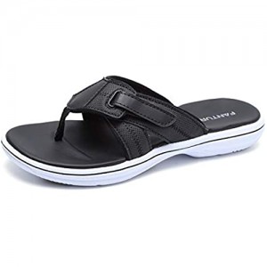 FANTURE Women Arch Support Sandal for Comfortable Walk Thong Style Casual Flip Flops U419SLT002-Black-02-40
