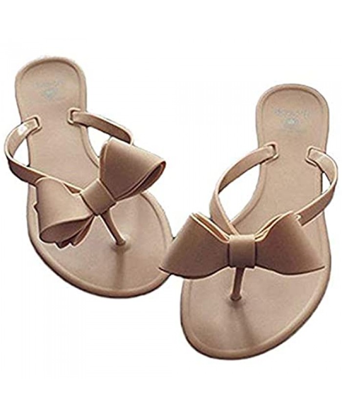 Womens Flip Flops Bow Jelly Sandals Dress Summer Beach Shoes Thong Slippers