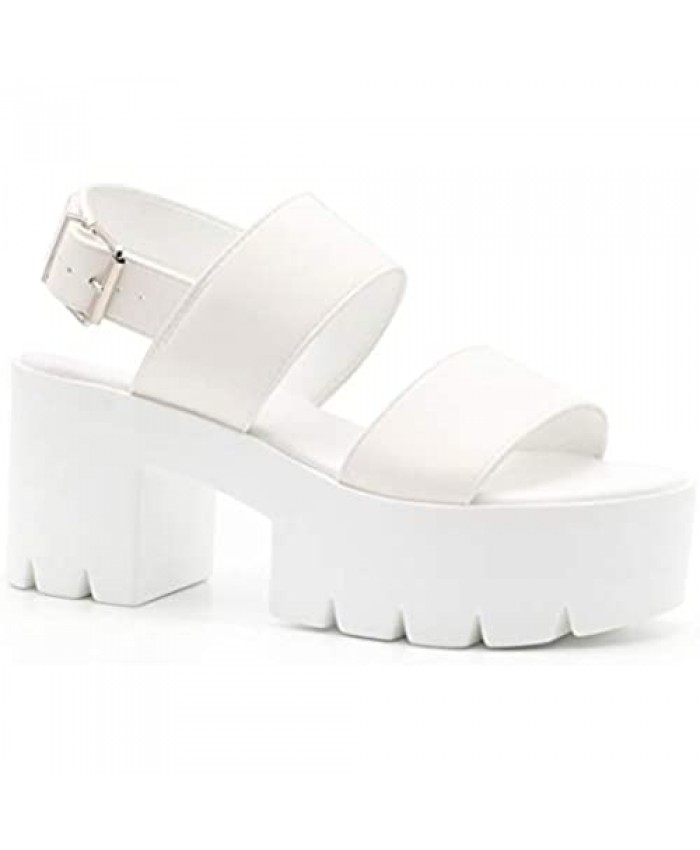 TRUFFLE Casual Low Mid Heel Flatform/Platform Wedge Sandals for Womens/Ladys with Open Toe Ankle Strap