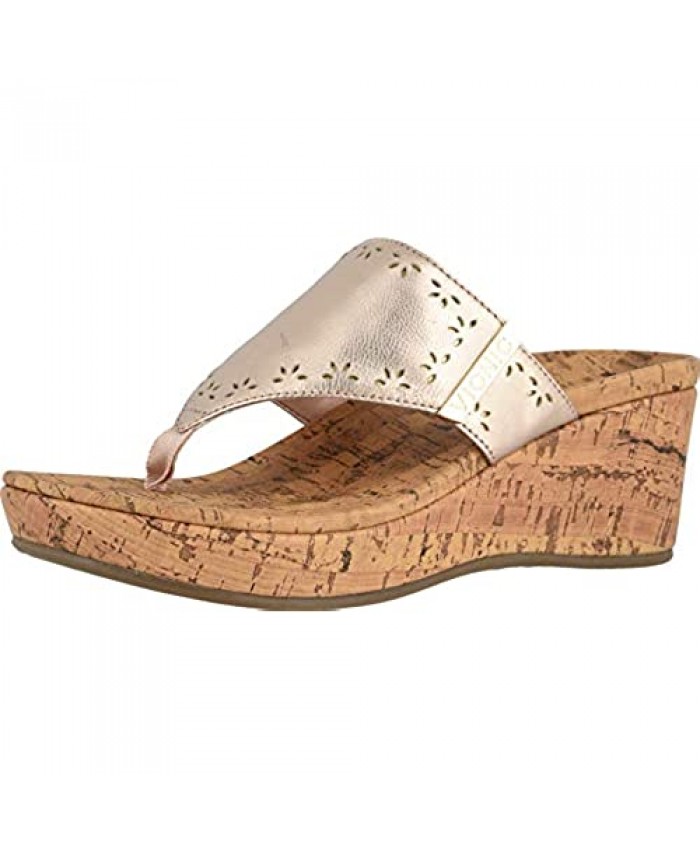 Vionic Women's Anitra Wedge Sandals -Toe-Post Platform Sandal with Concealed Orthotic Arch Support Rose Gold