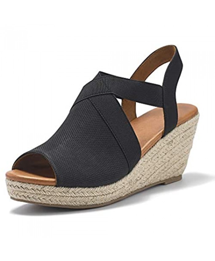 Women's Platform Espadrille Wedge Sandals Open Toe Ankle Strap Slingback Summer Dress Shoes