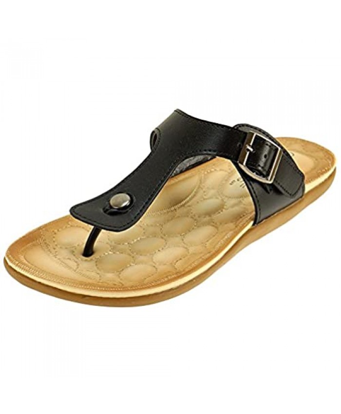 Cambridge Select Women's Slip-On Buckle Thong Flat Slide Sandal