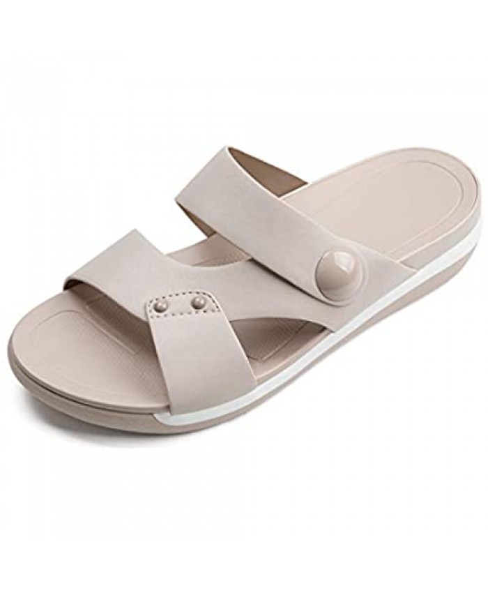 Women's Casual Flat Sandals Summer Comfort Footbed Wedge Walking Shoes Lightweight Slip on Platform Slide Slippers Open Toe