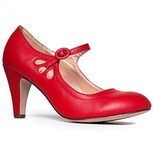 Mary Jane Pumps - Low Kitten Heels - Vintage Retro Round Toe Shoe With Ankle Strap - Pixie By J. Adams