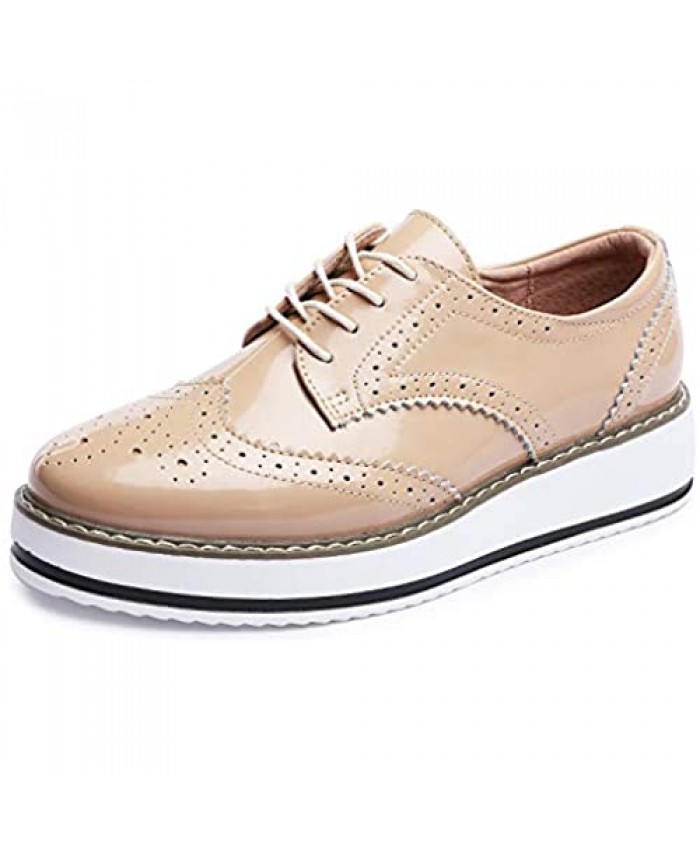 Catata Womens Wingtip Wedges Oxfords Lace-up Platform Brogues Wedding Dress Shoes