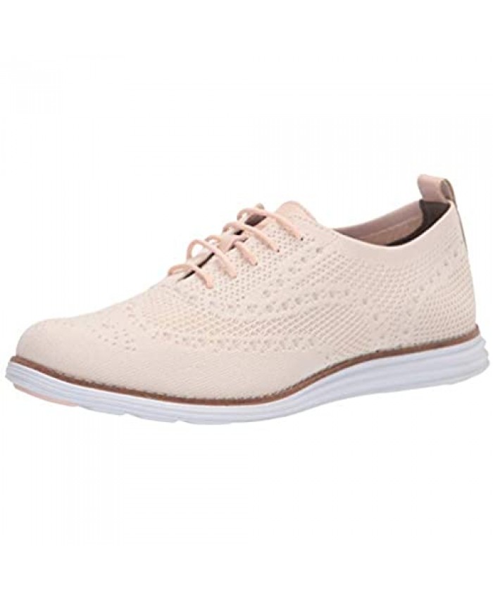 Cole Haan womens Originalgrand Stitchlite Wingtip Oxford Clay Pink & Ivory Knit Python Printed Leather Optic White Sole Clay Pink Rubber Pods 11 US