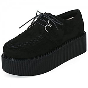 RoseG Women's Creepers Suede Platform Flats Oxford Punk Casual Shoes