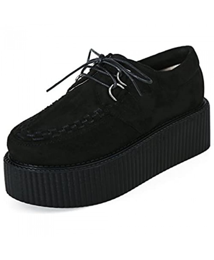 RoseG Women's Creepers Suede Platform Flats Oxford Punk Casual Shoes
